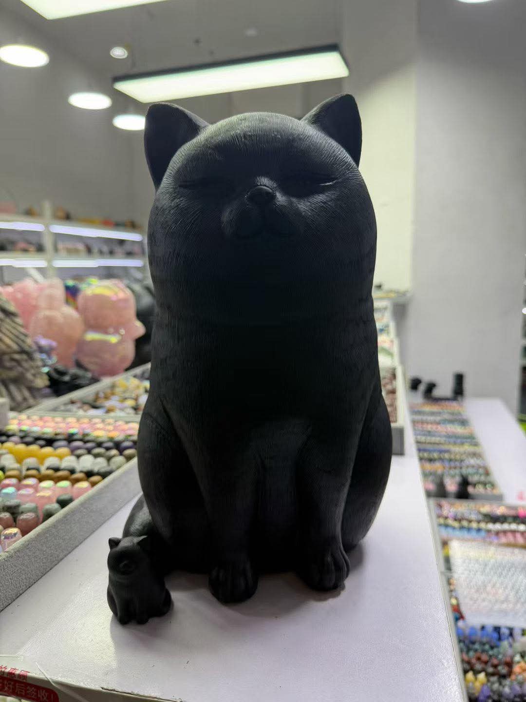 Vera Cruz, red selenite, obsidian cat