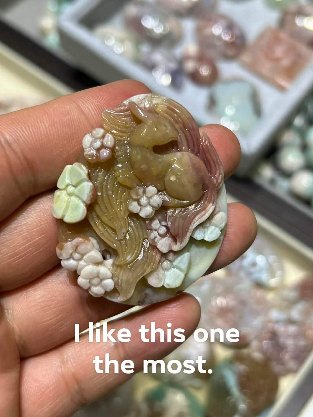Green flower agate pendants