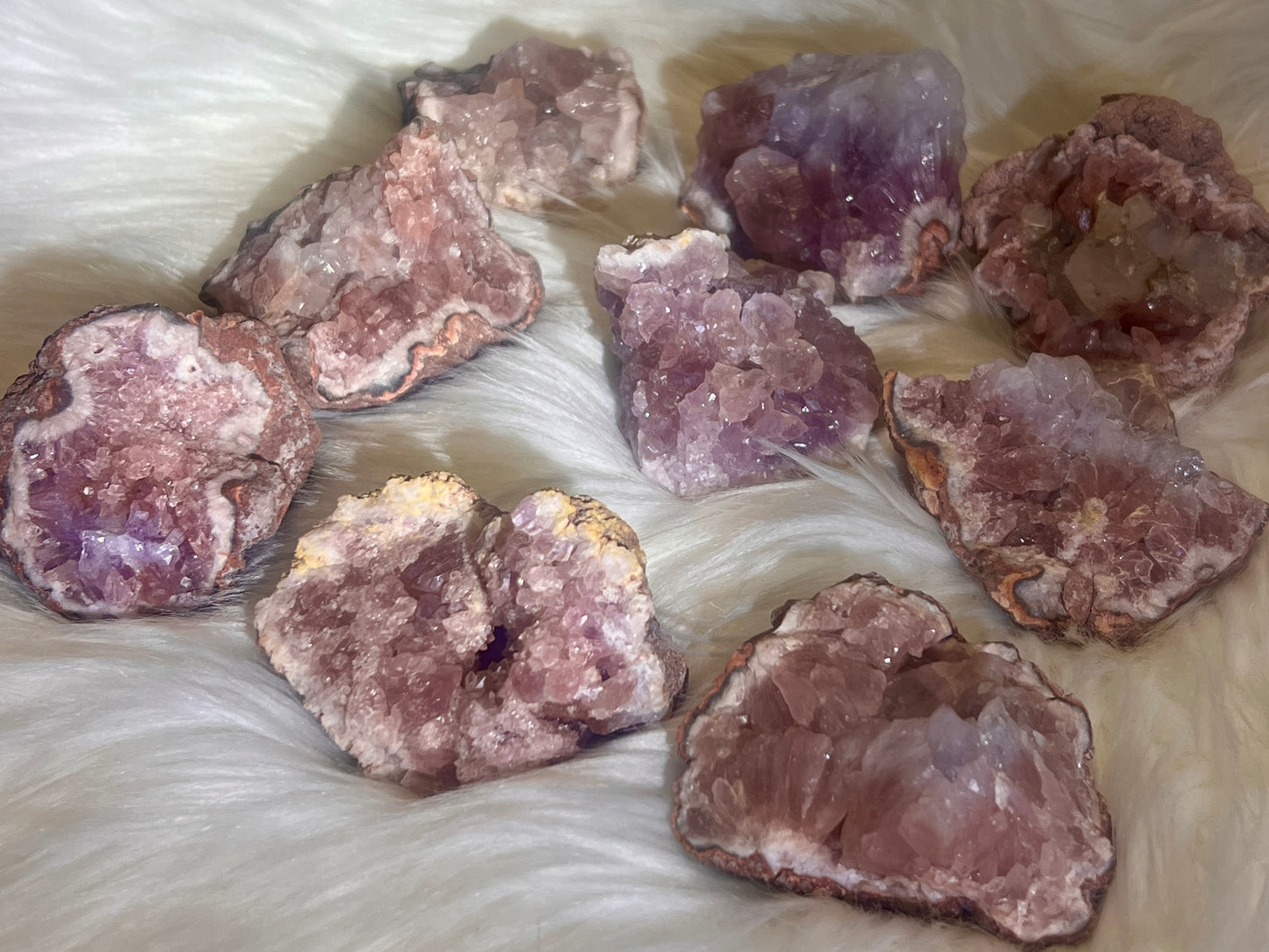 Pink amethyst geode