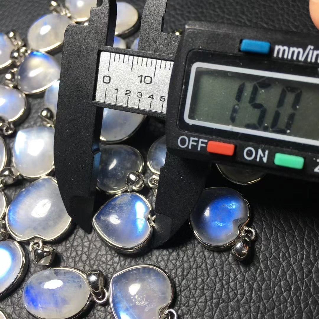 Blue moonstone heart pendant S925 sterling silver