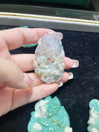 Green flower agate pendants