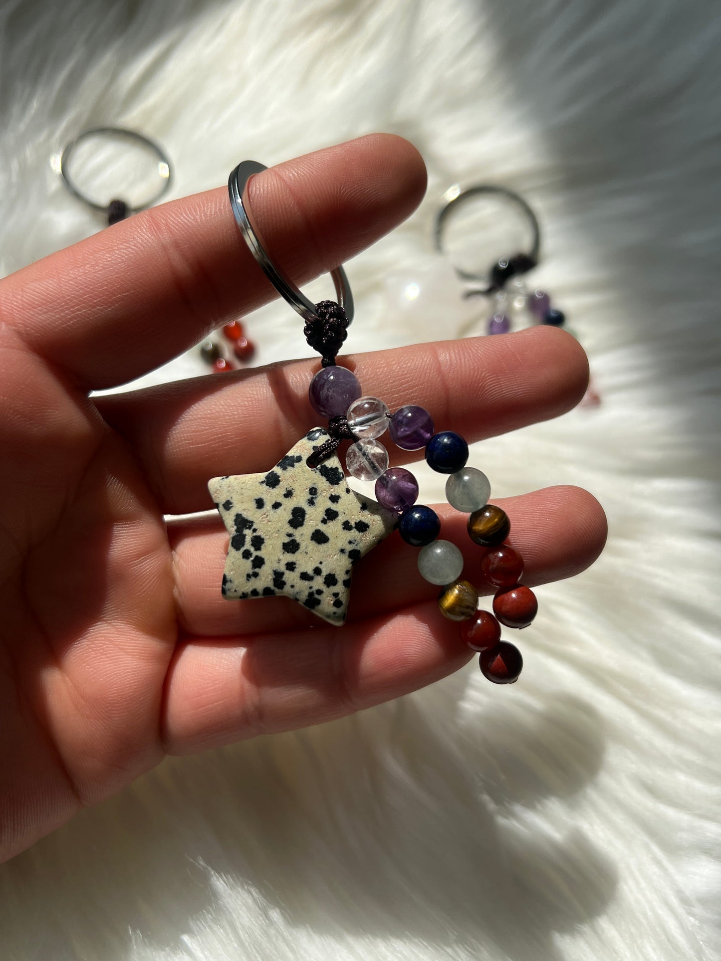 Star & chakra bead key chain