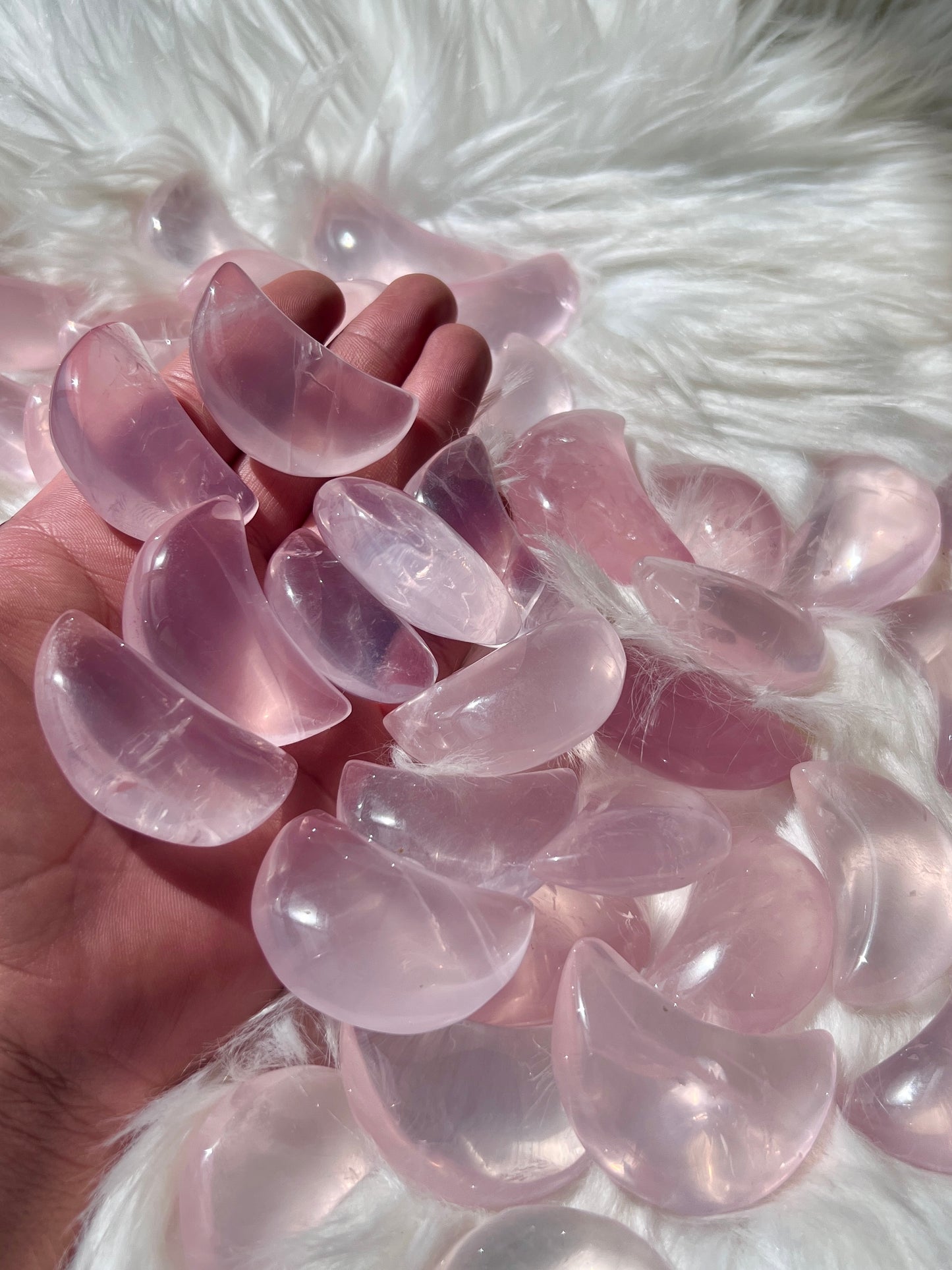 Starlight rose quartz crescent moon