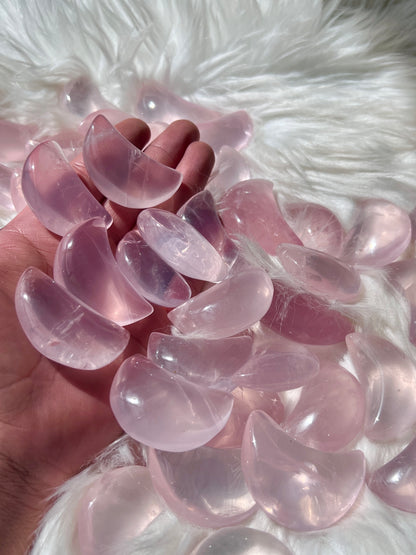 Starlight rose quartz crescent moon