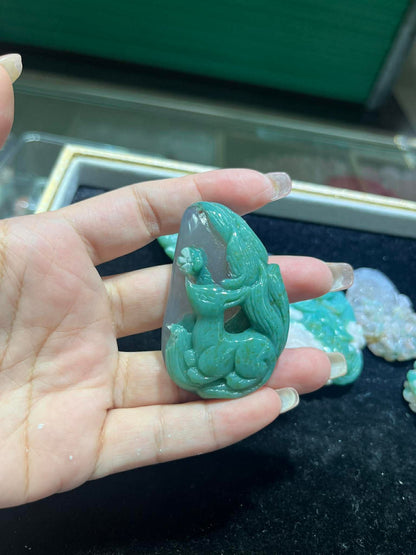 Green flower agate pendants