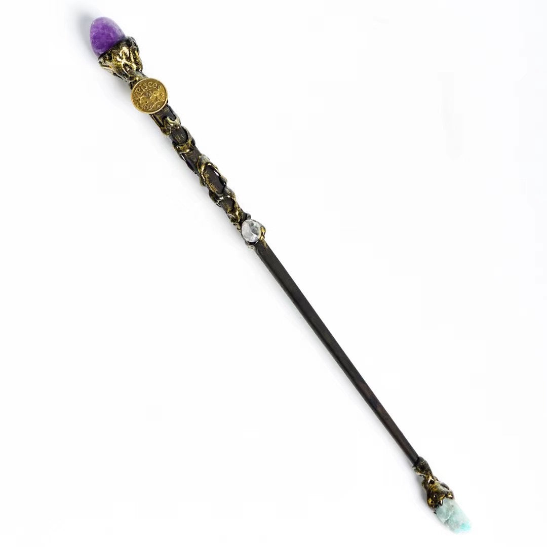 Zodiac sign crystal wand