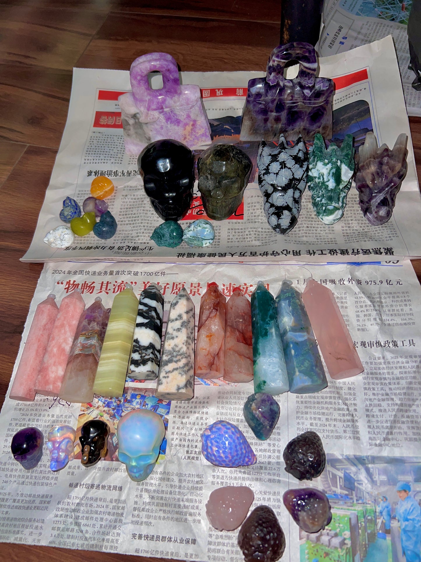 Crystal carvings and towers
