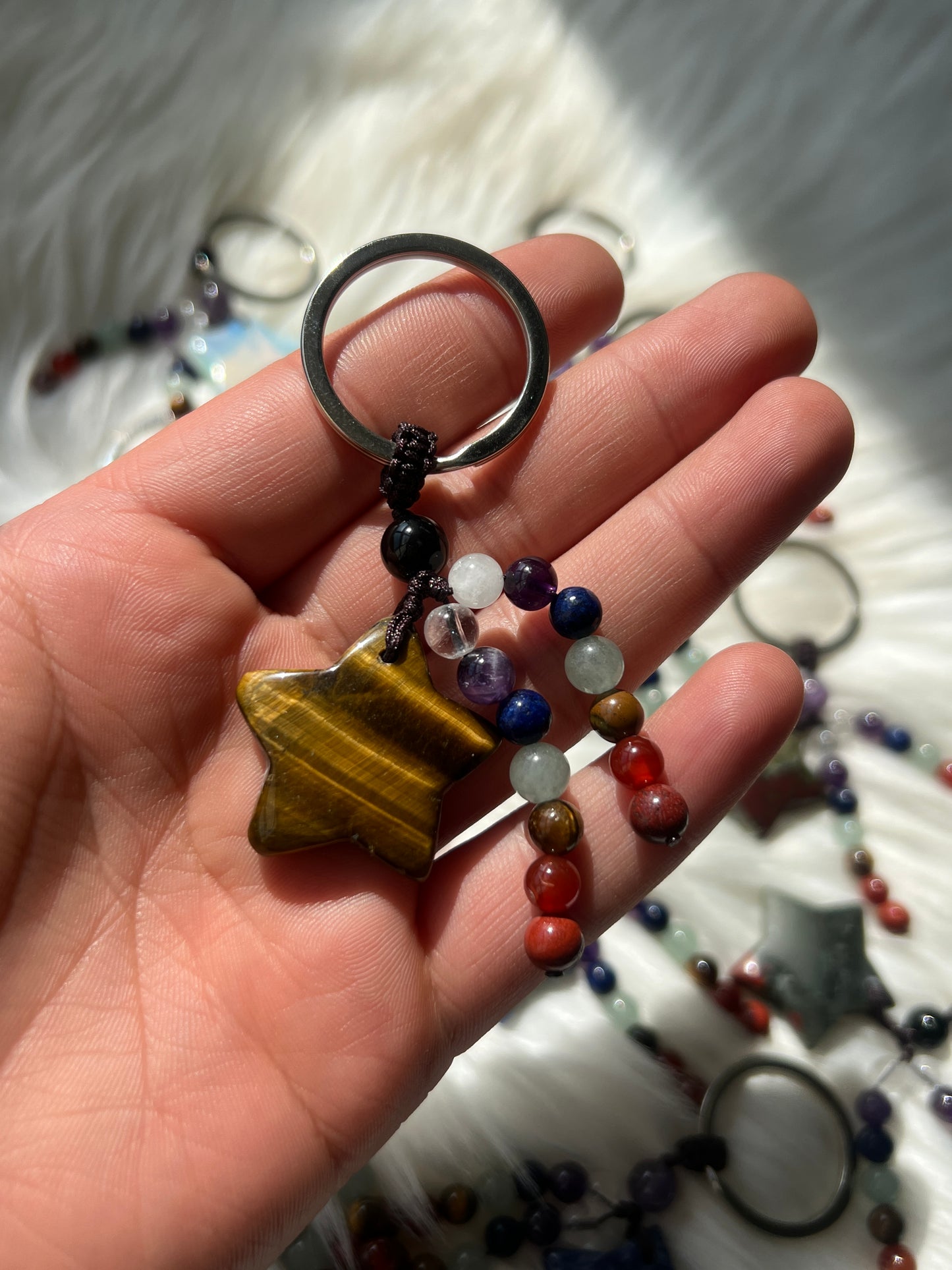 Star & chakra bead key chain