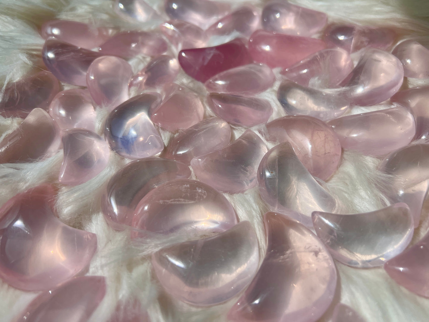 Starlight rose quartz crescent moon