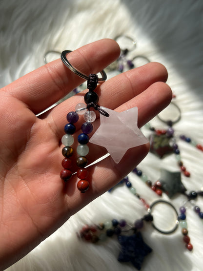 Star & chakra bead key chain