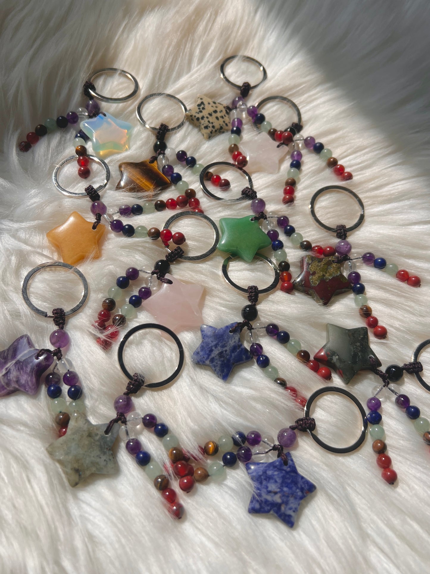 Star & chakra bead key chain