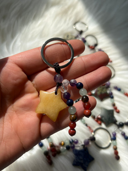 Star & chakra bead key chain