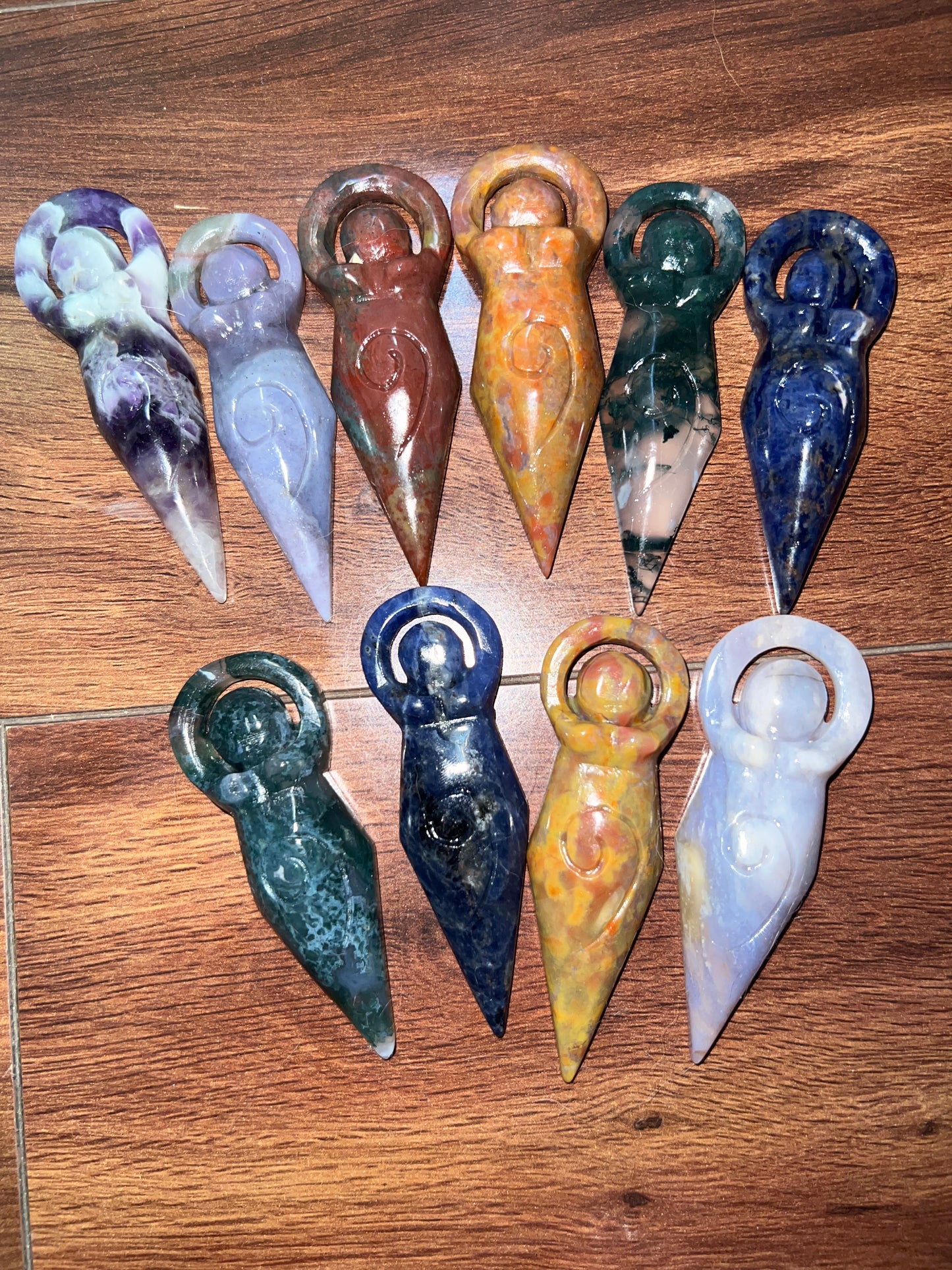 Crystal carvings and beads