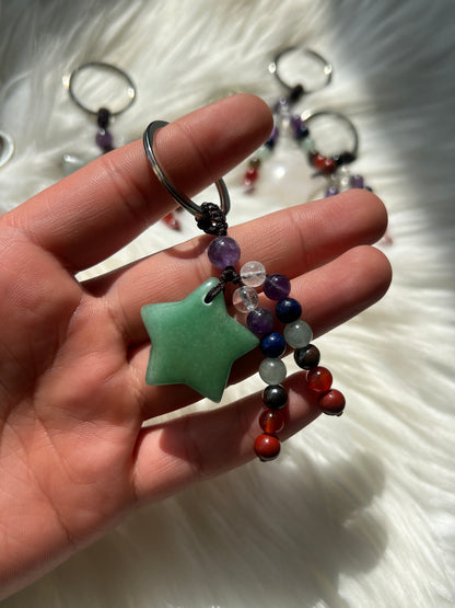 Star & chakra bead key chain