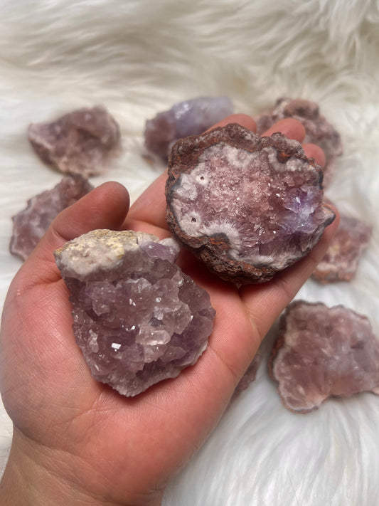 Pink amethyst geode