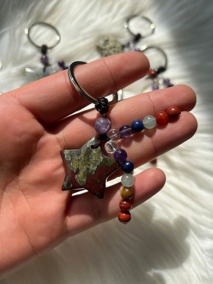 Star & chakra bead key chain