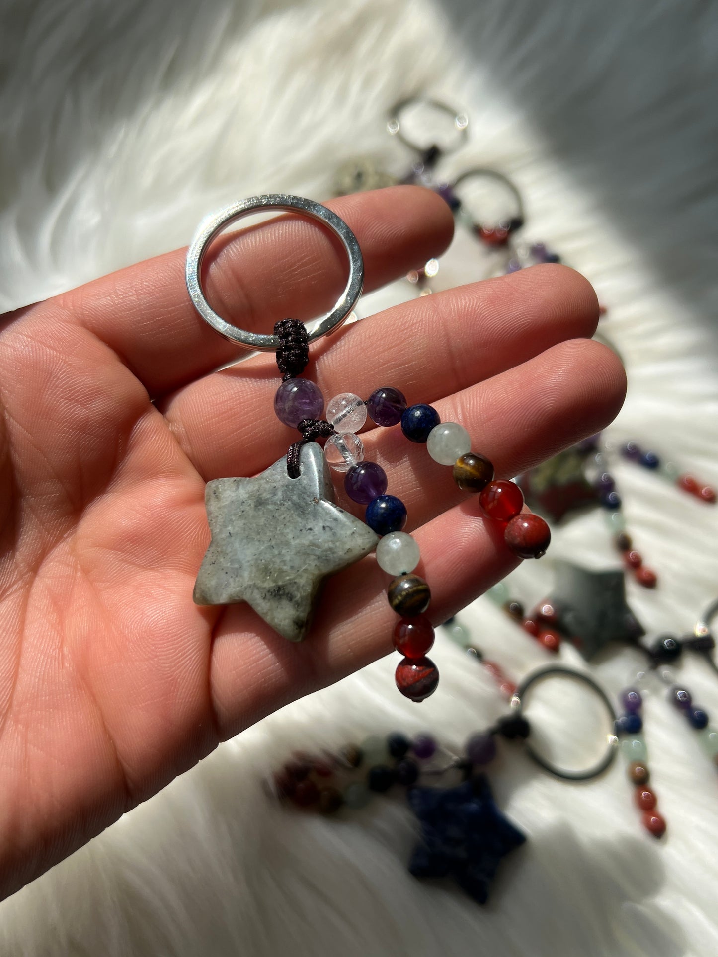 Star & chakra bead key chain