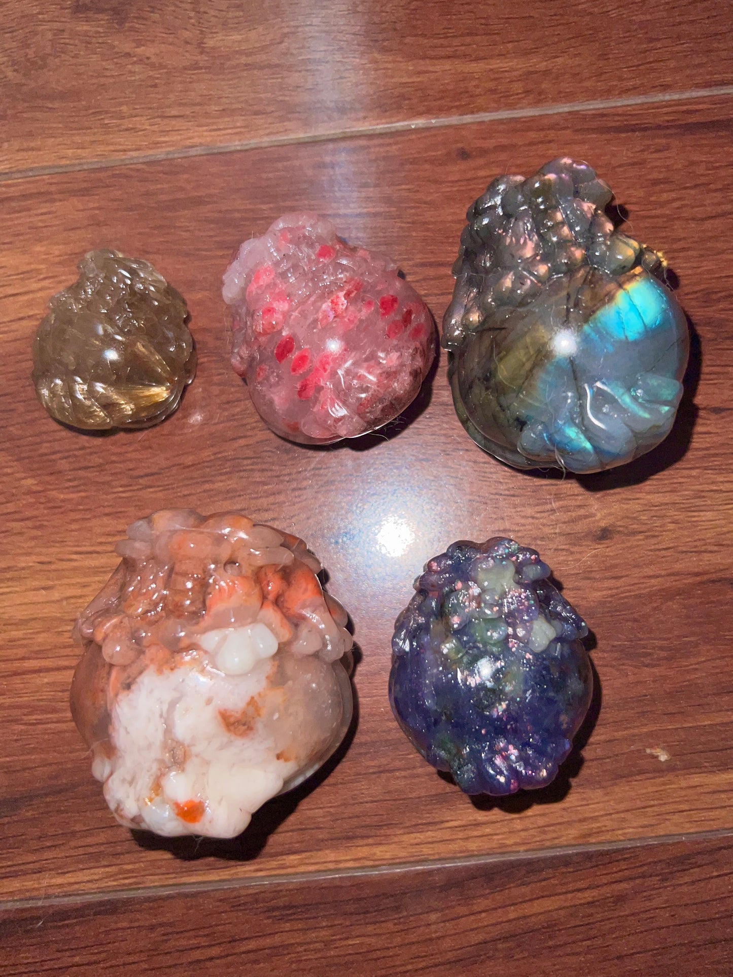 Crystal carvings and beads