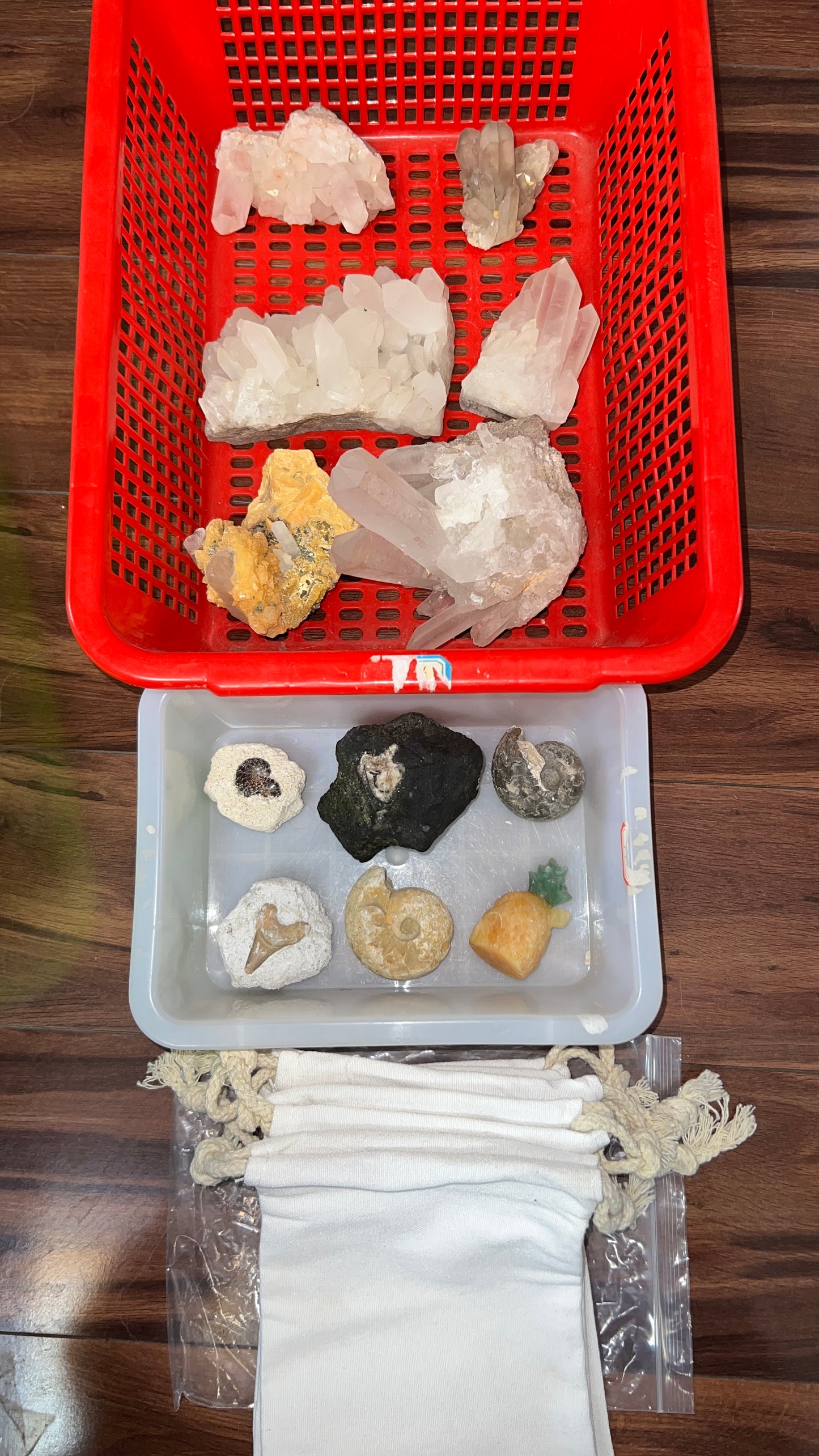 Crystal carvings and beads