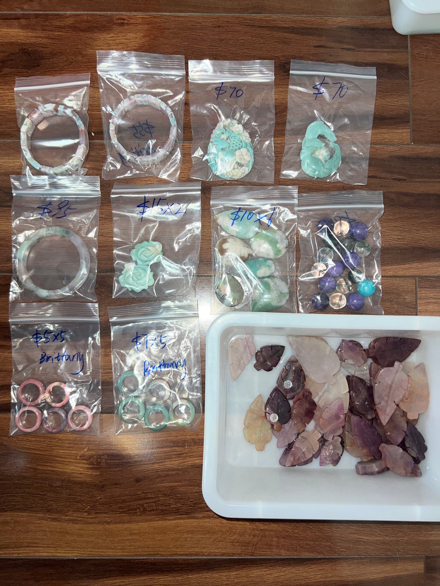 Crystal carvings and beads