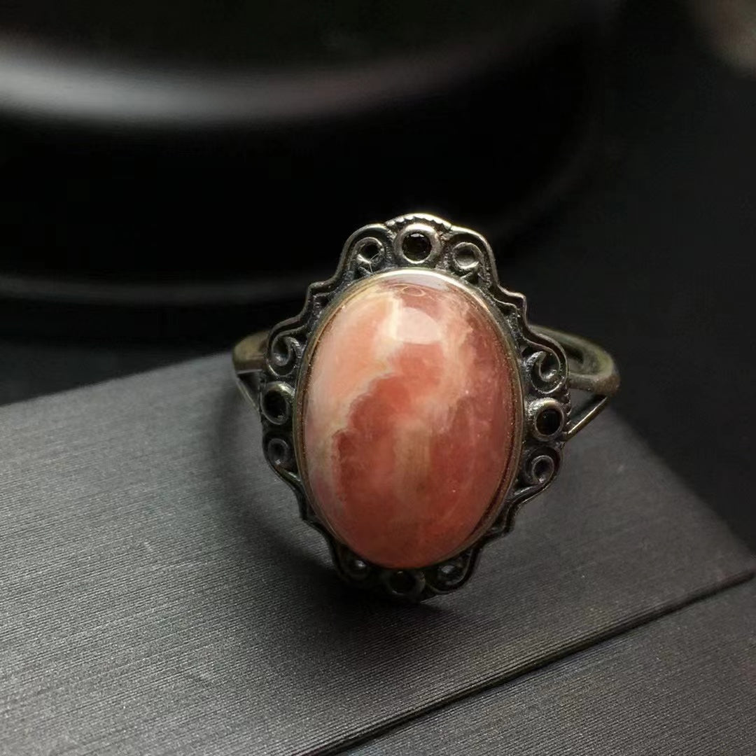 Rhodochrosite ring. Stering silver