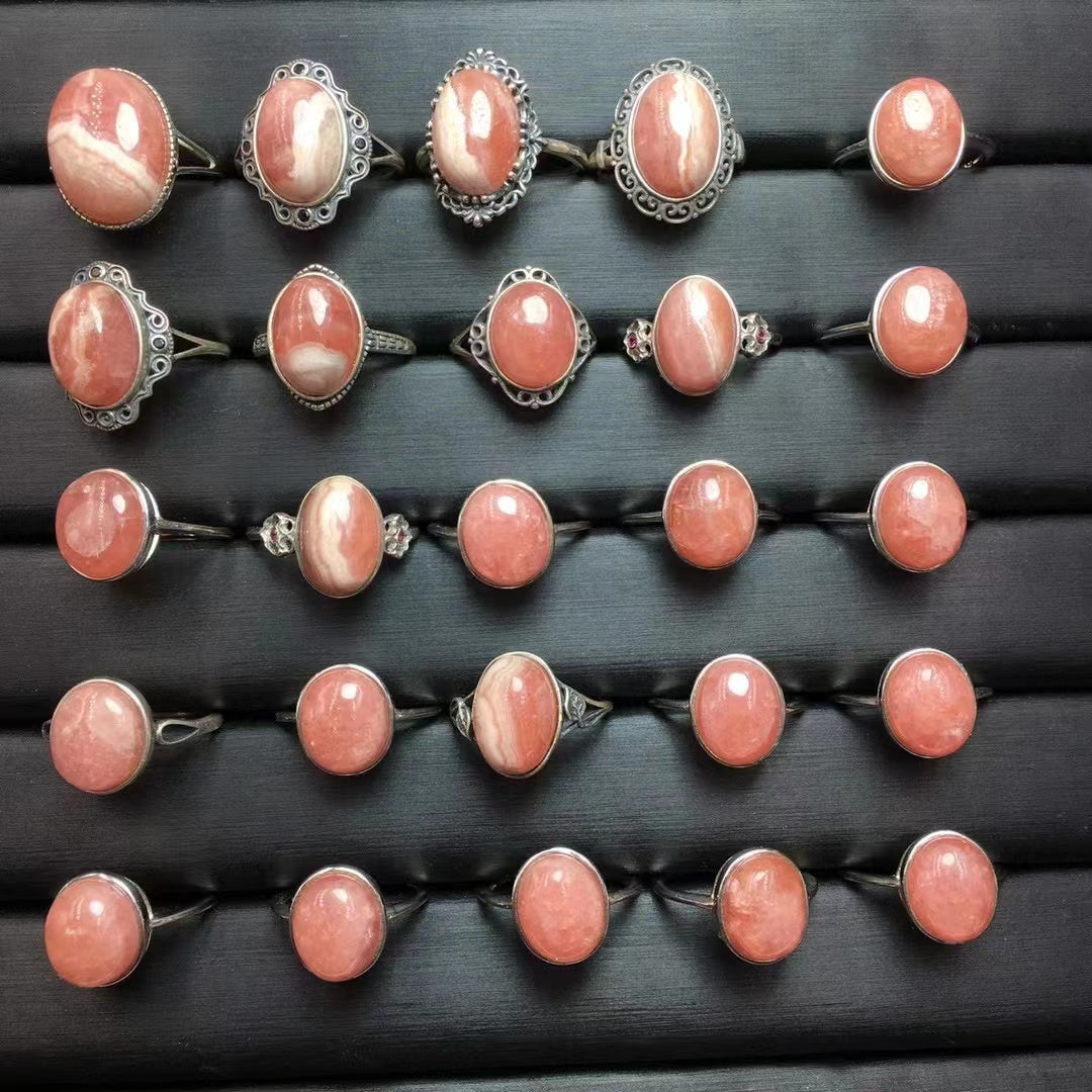 Rhodochrosite ring. Stering silver